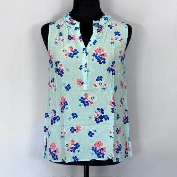 Talbots | Sleeveless Blue Floral Women’s Blouse Tank Top - Picture 1 of 16
